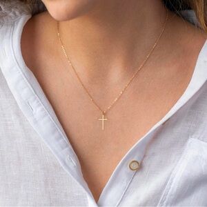 Handmade 14K Gold Plated Cross Necklace For Women